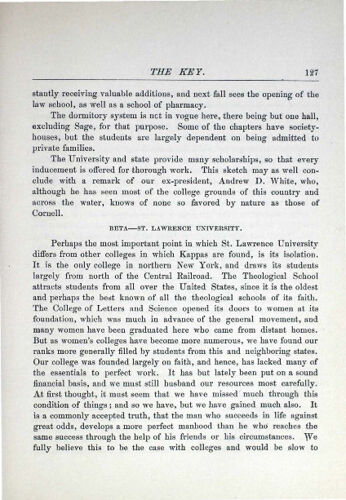 Chapter Letters: Beta - St. Lawrence University, June 1887 (image)